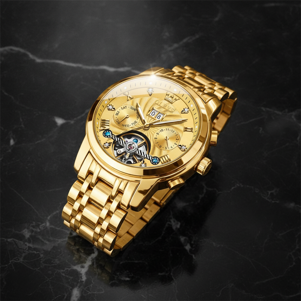 Montre automatique homme à cœur ouvert — Or
