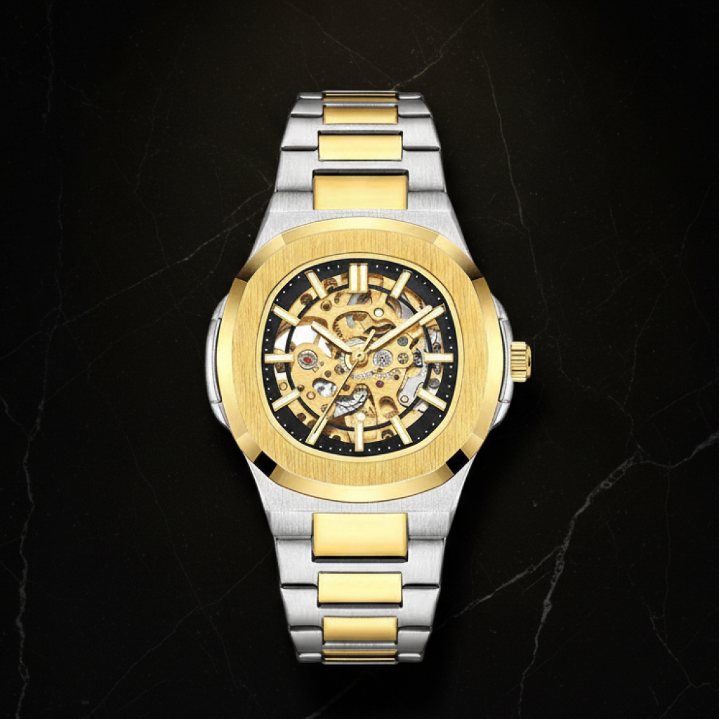 Montre automatique squelette homme — Rouge