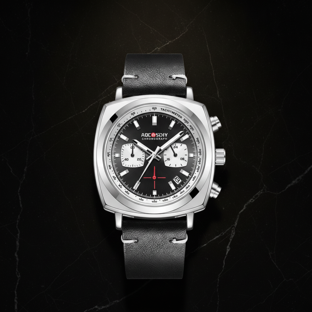 Montre chronographe carrée homme — Noir