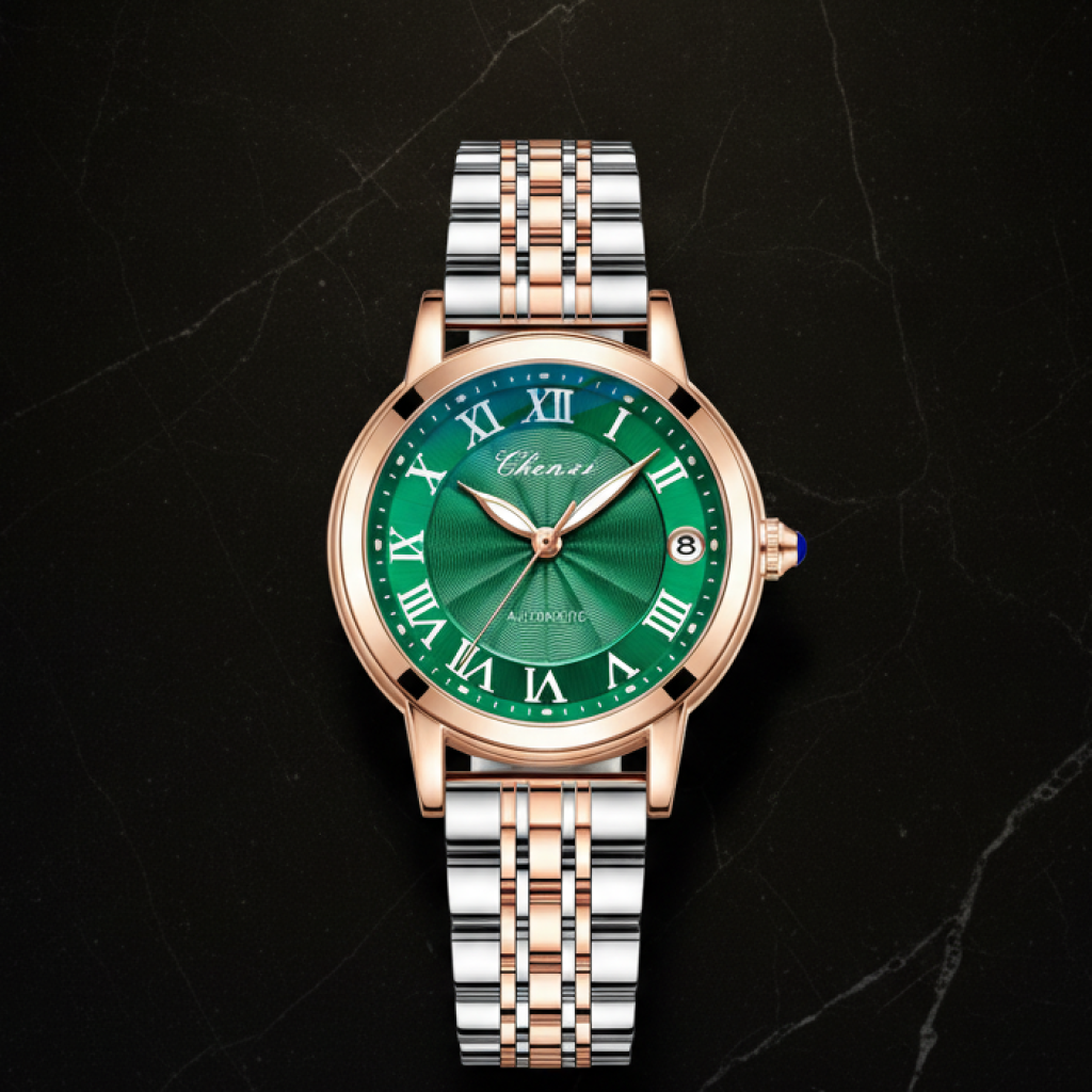 Montre automatique femme bracelet acier — green