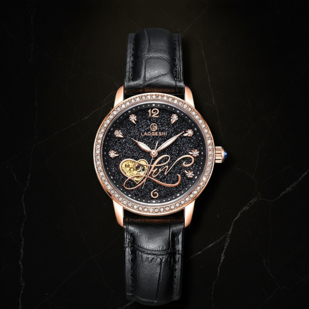Montre automatique femme cadran cristaux — Noir