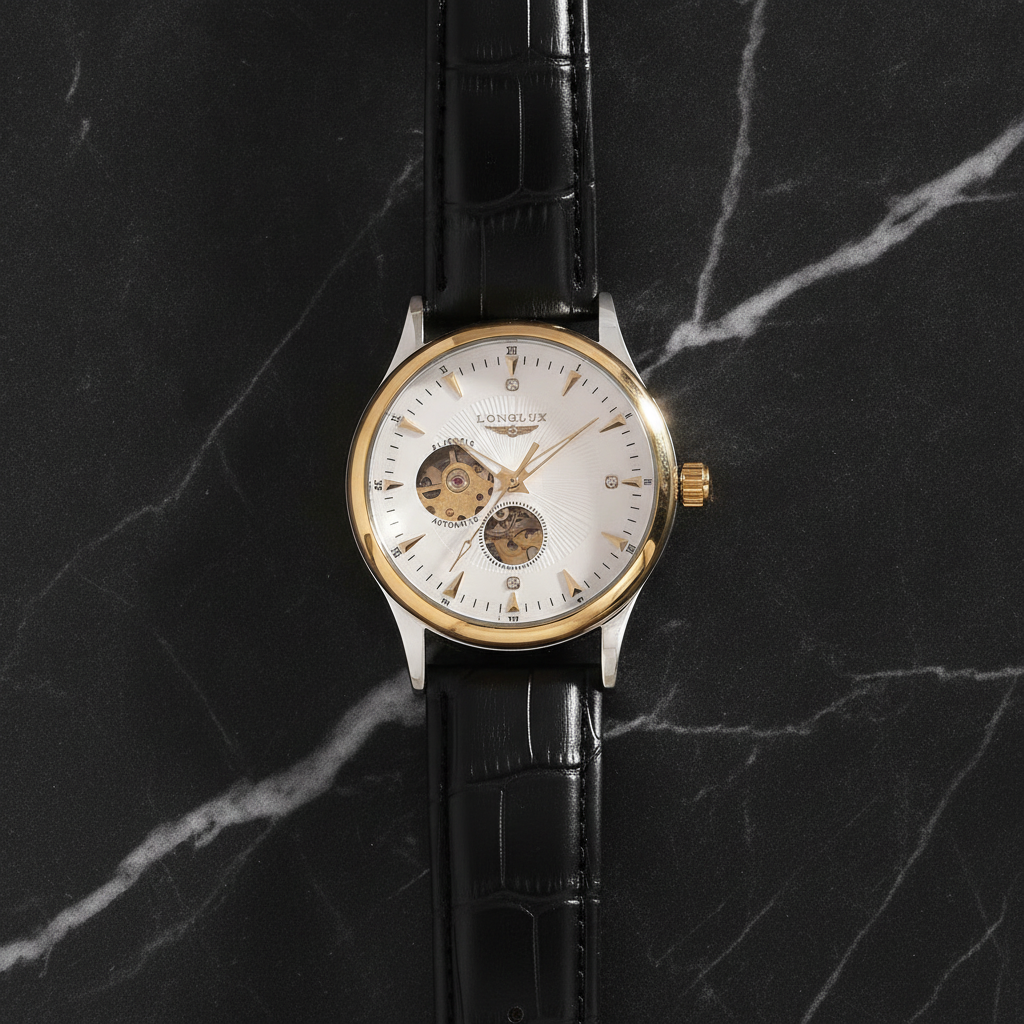 Montre automatique squelette cadran romain — Medium golden white