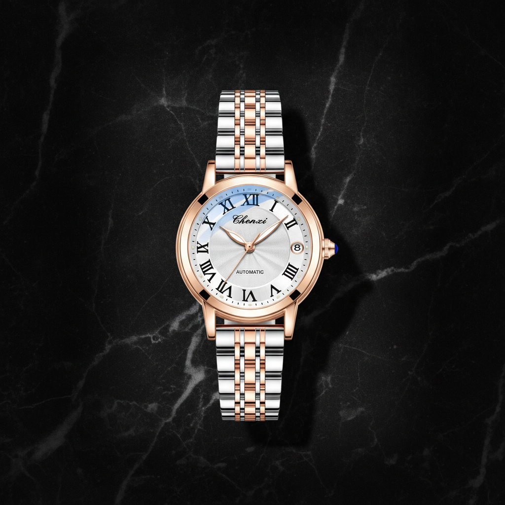 Montre automatique femme bracelet acier — white