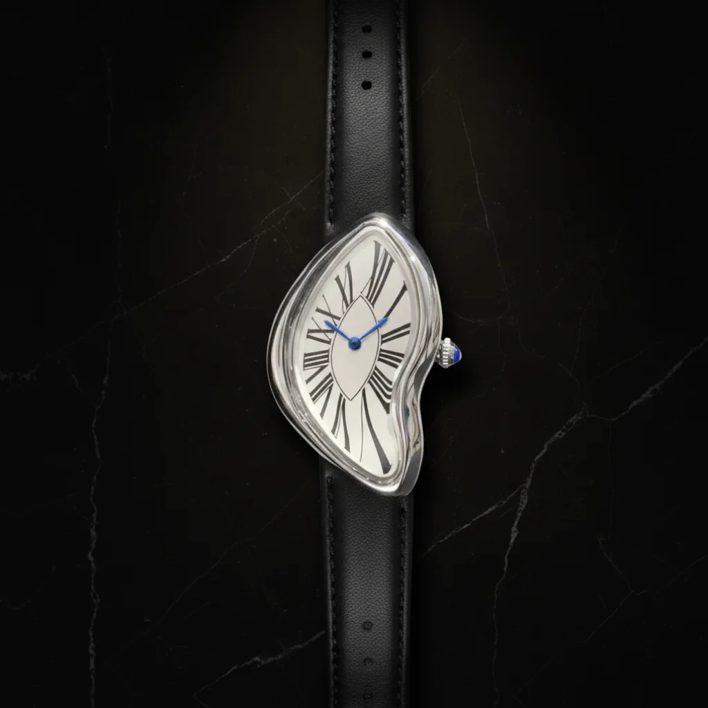 Caelis — Montre à quartz boîtier asymétrique bracelet cuir
