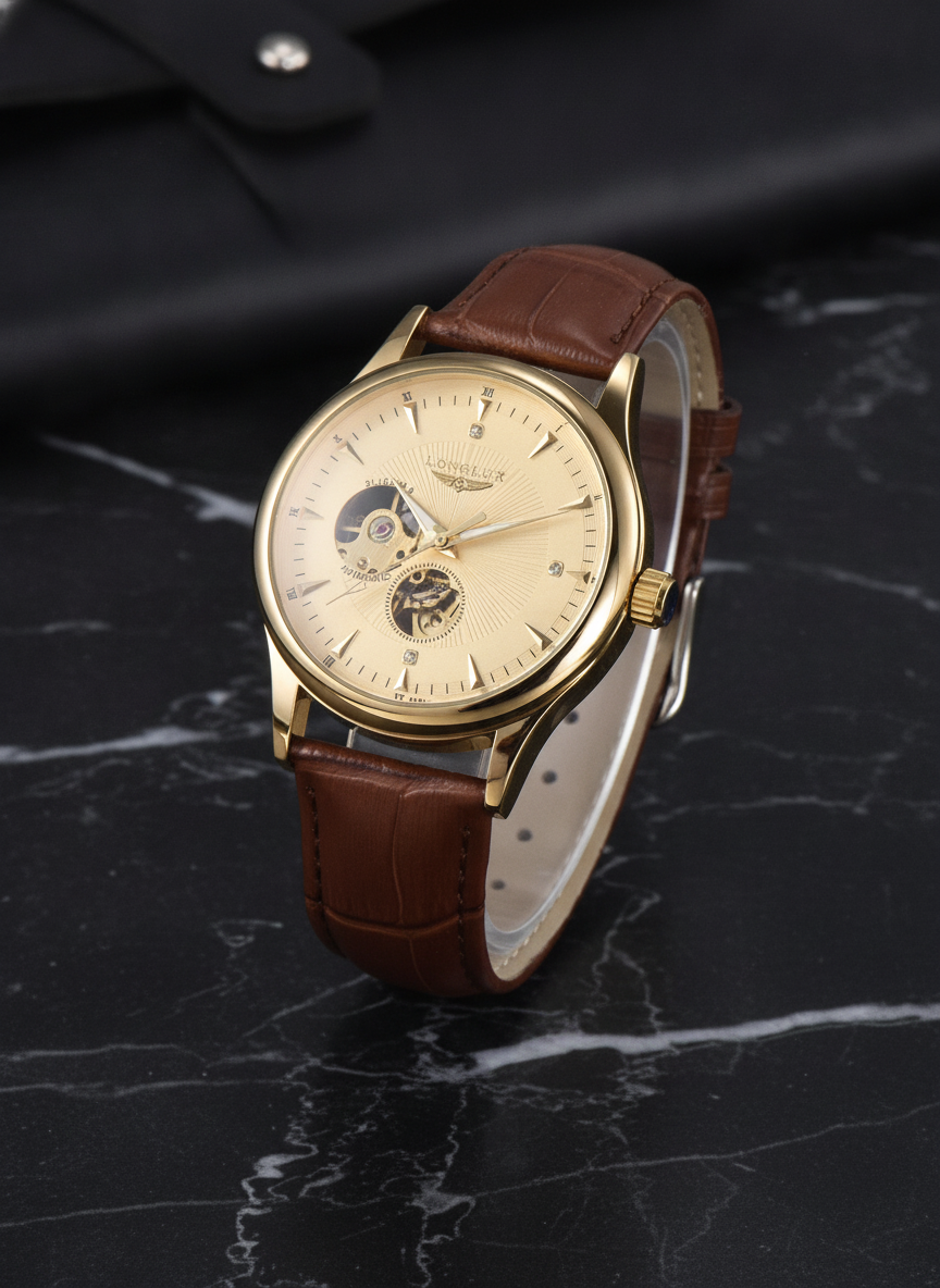 Montre automatique squelette homme cadran romain — 8020PGolden