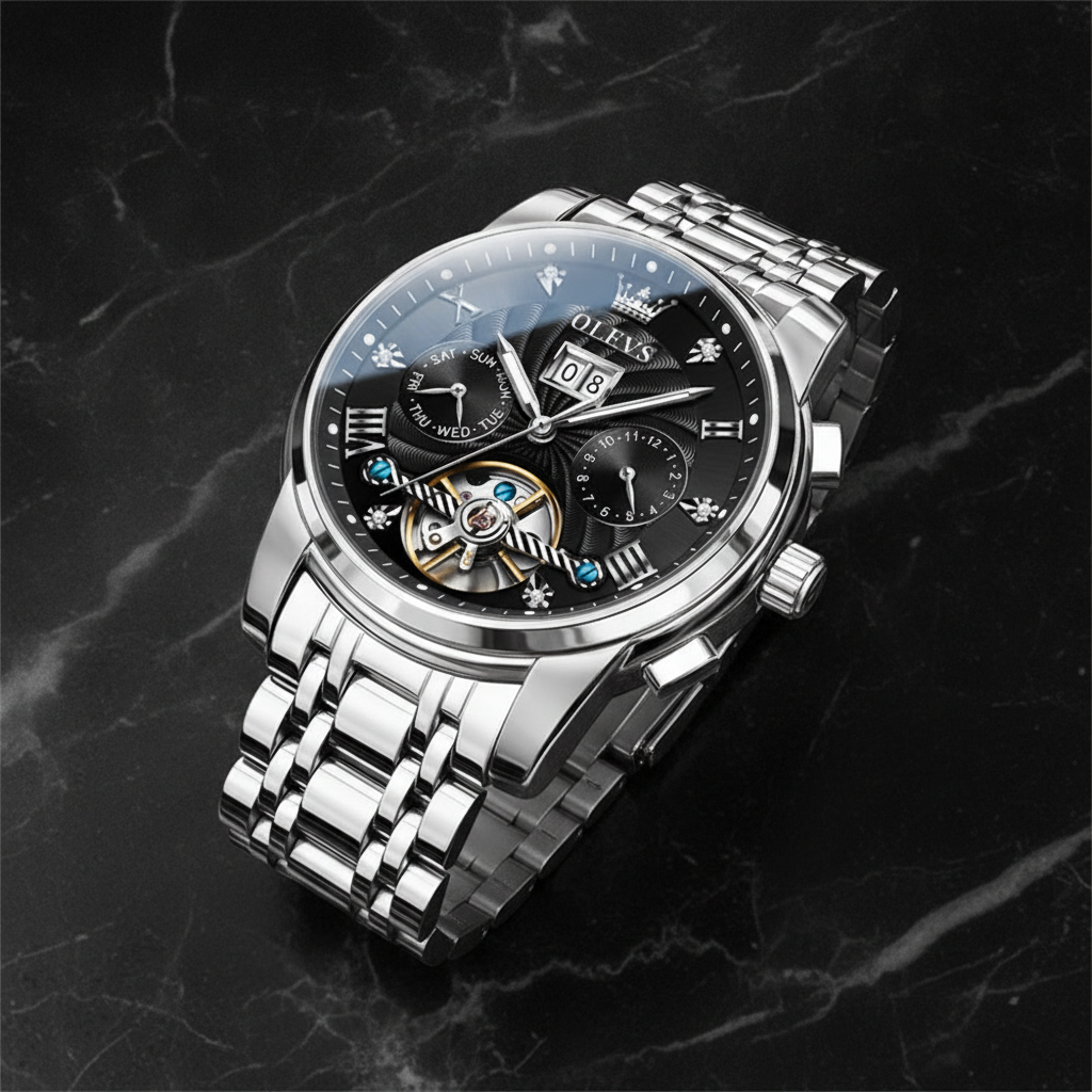 Montre automatique homme à cœur ouvert — Argent
