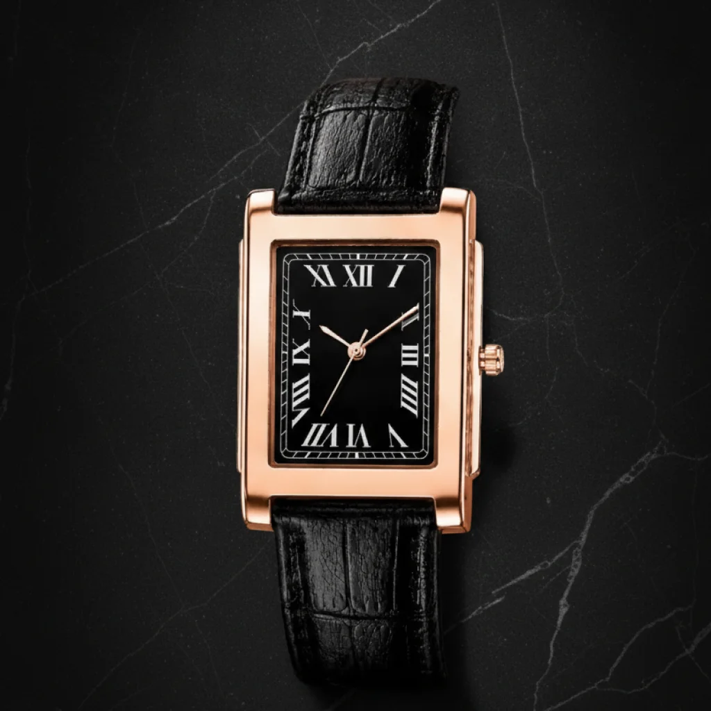 Mirval — Montre carrée quartz bracelet cuir