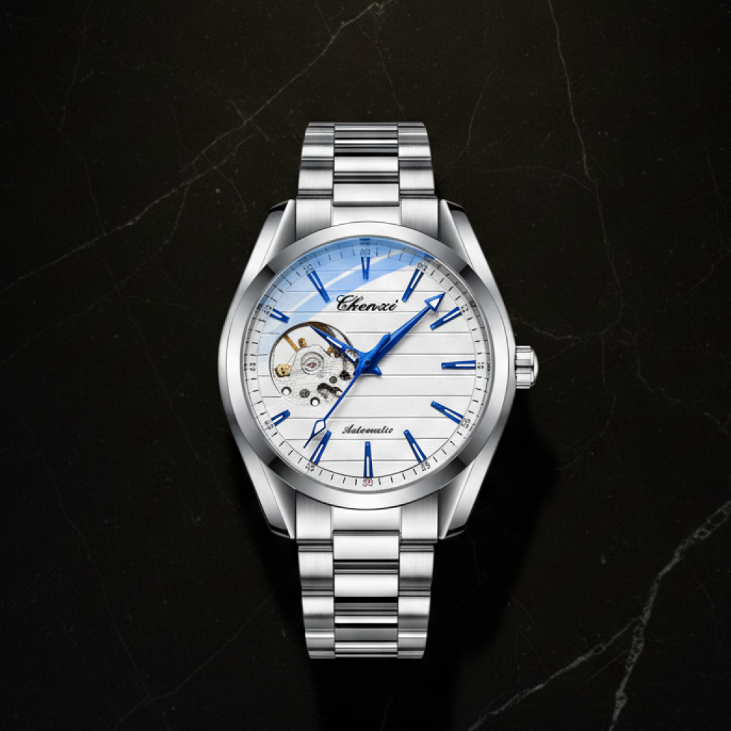 Montre automatique homme bracelet acier — Cadran blanc