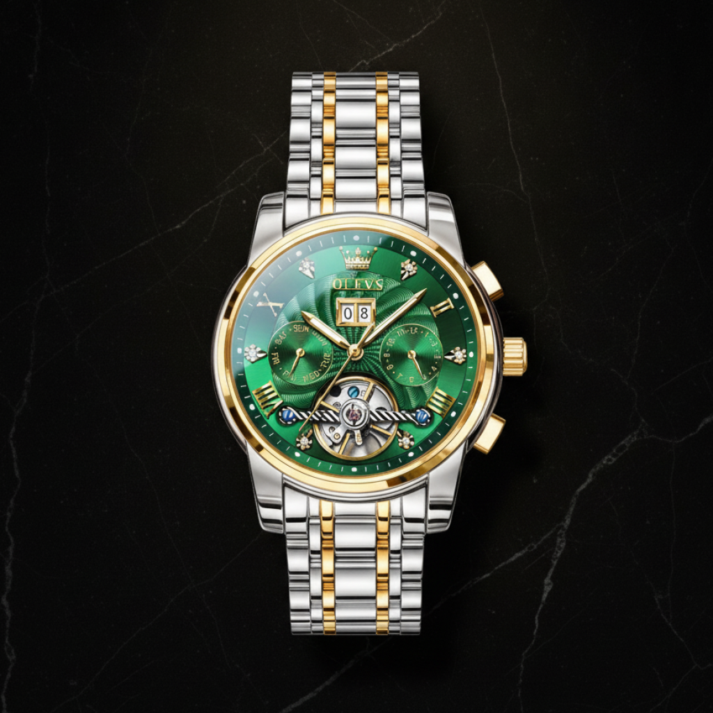 Montre automatique homme multifonction — Vert