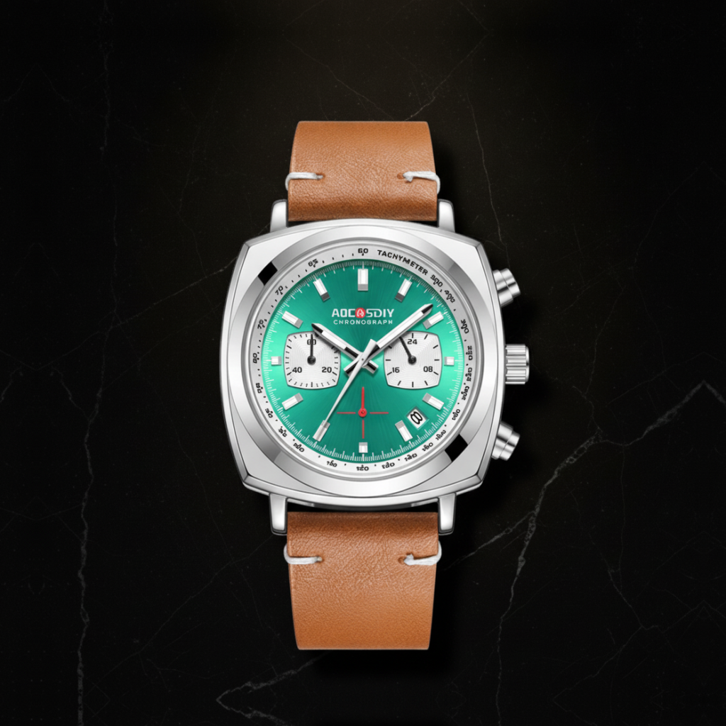 Montre chronographe carrée pour homme — Vert