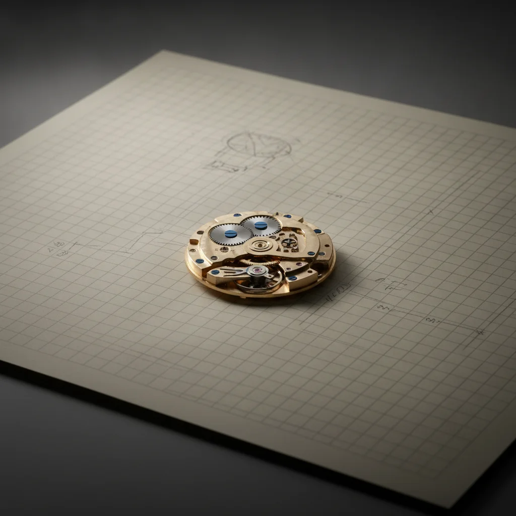 Anneau rotatif crénelé d'un boîtier de montre mécanique vu de près