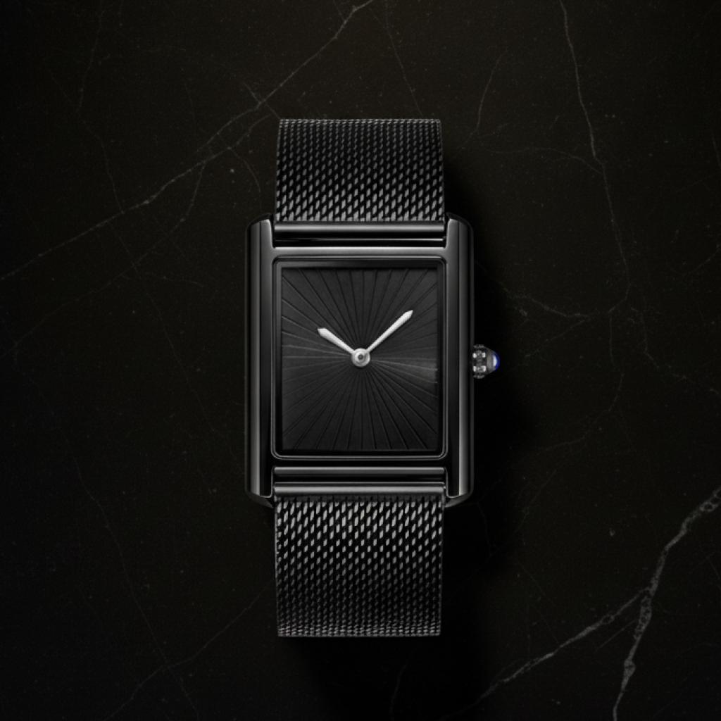Montre carrée homme étanche — Tout noir