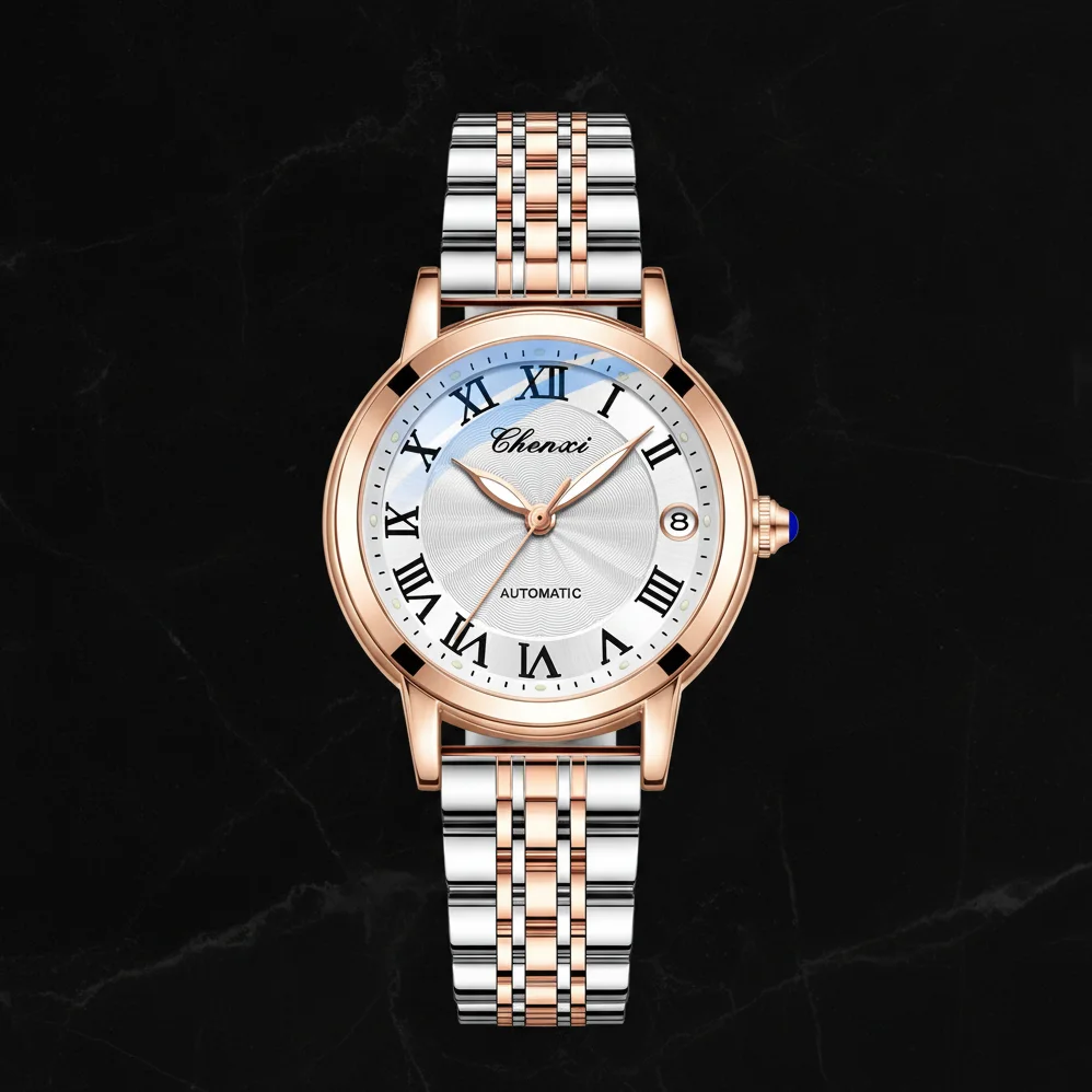 Montre automatique femme bracelet acier — Cadran blanc