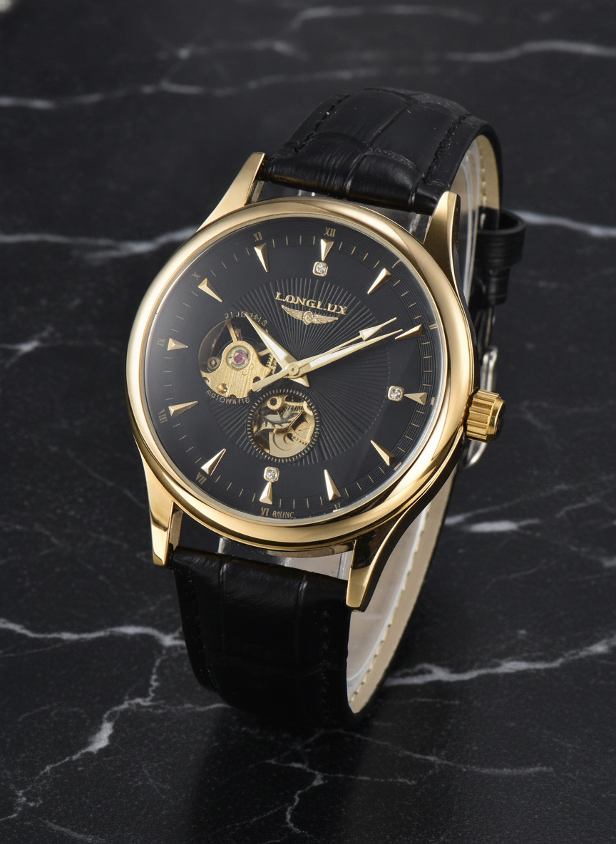Montre automatique squelette cadran romain — 8020P Black  gold
